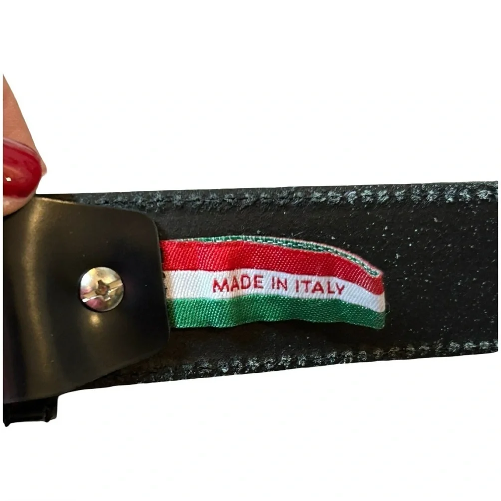🇮🇹Italian Handmade Black Leather Belt – Size 38